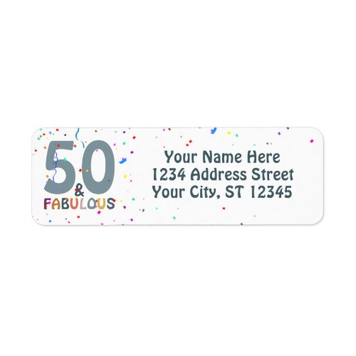 50  Fabulous Birthday Fun Blue Trendy Typography Label