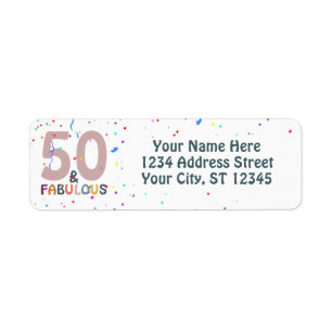 50 & Fabulous Birthday Fun Pink Trendy Typography Label