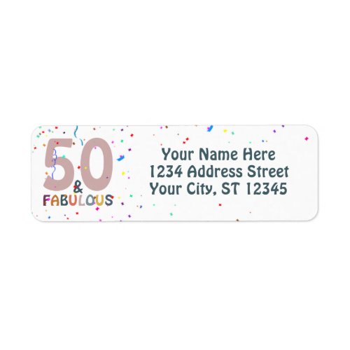 50  Fabulous Birthday Fun Pink Trendy Typography Label