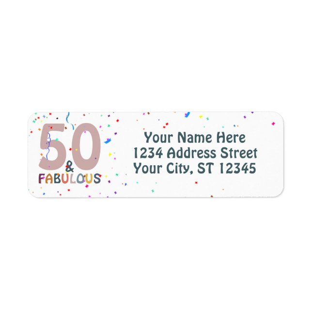 50 & Fabulous Birthday Fun Pink Trendy Typography Label (Front)