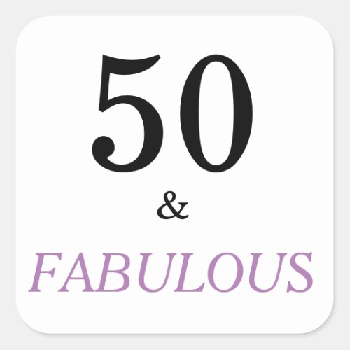  50 Fabulous Birthday Funny Quote Black Pink Text Square Sticker