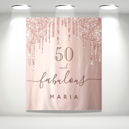 50 fabulous birthday glitter rose gold sparkle tapestry