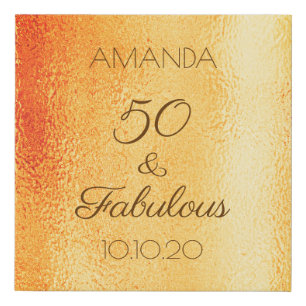 50 fabulous birthday gold metallic bow name faux canvas print