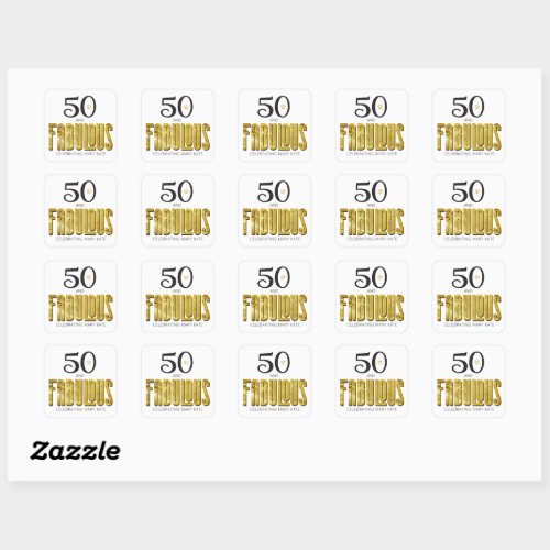 50 Fabulous Birthday Gold Metallic Sticker