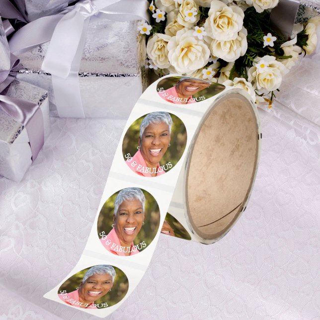 50 fabulous birthday gold name classic round sticker (Creator Uploaded)