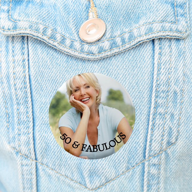 50 fabulous birthday gold name photo button (Creator Uploaded)