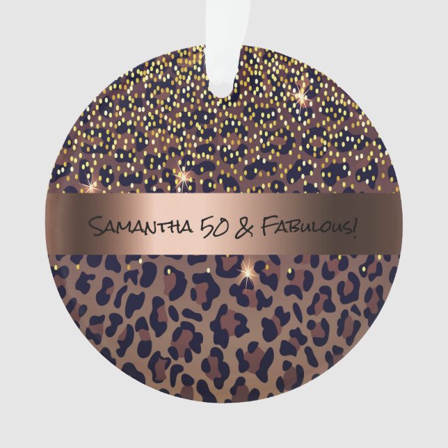 50 Fabulous Birthday leopard pattern Ornament (Front)