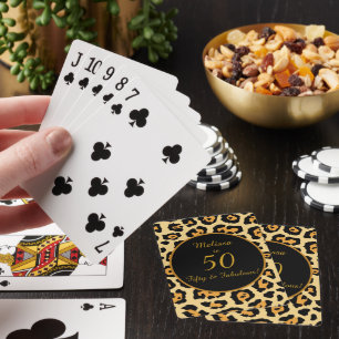 50 Fabulous Birthday Leopard Print Poker Cards