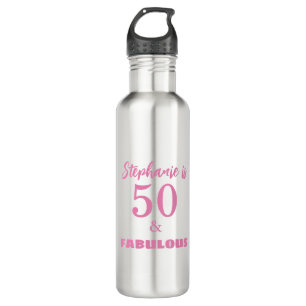 50 Fabulous Birthday Name Monogram Gift Favor 2025 Stainless Steel Water Bottle