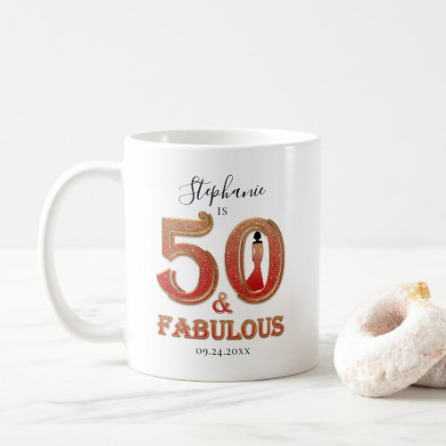 50  Fabulous Birthday Ombre Glitter Coffee Mug