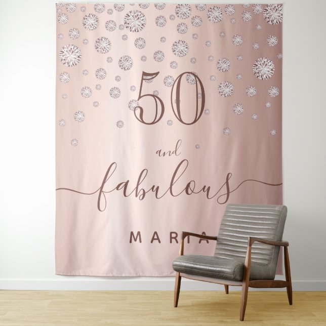 50 fabulous birthday ose gold diamonds glam tapestry (In Situ)