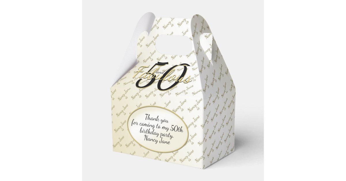 50 & Fabulous Birthday Party Black/Gold Message Favor Boxes | Zazzle