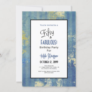 50 & FABULOUS Birthday Party Blues Photo Invitation