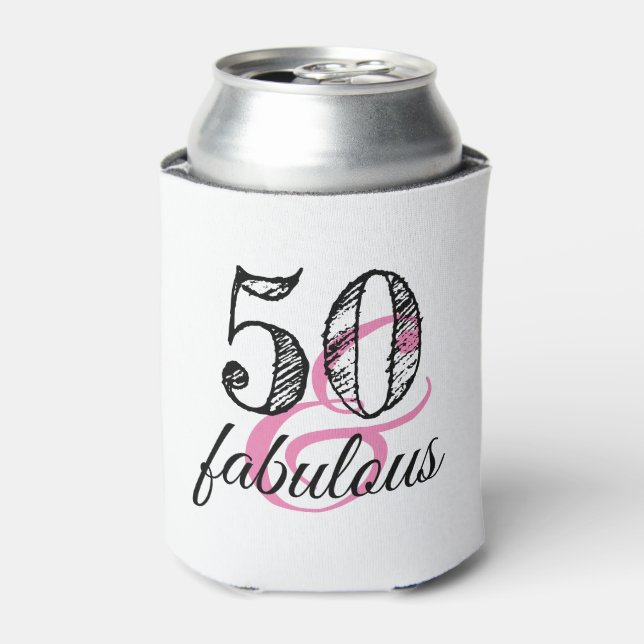 50 & Fabulous Birthday Party Can Cooler (Can Front)