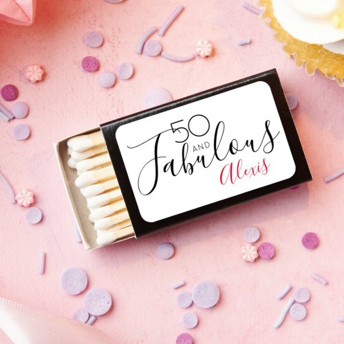 50 Fabulous Birthday Party Favor Red Pink Modern Matchboxes