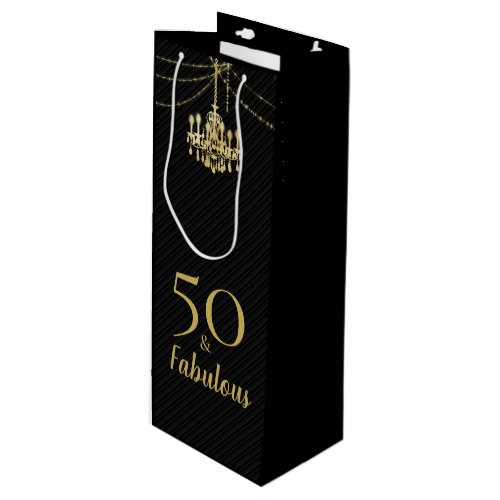 50  Fabulous Birthday Party Golden Chandelier  Wine Gift Bag