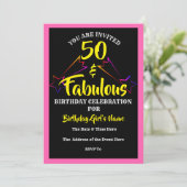 50 & Fabulous Birthday Party Invitation - (Standing Front)