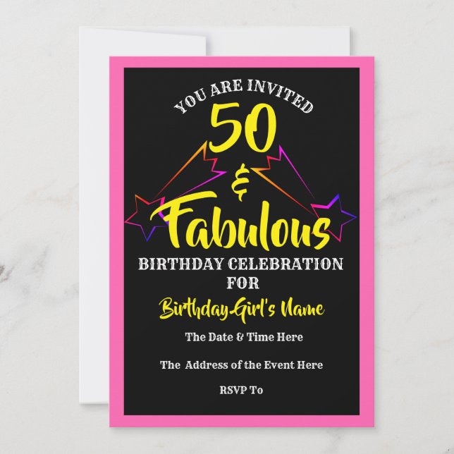 50 & Fabulous Birthday Party Invitation - (Front)