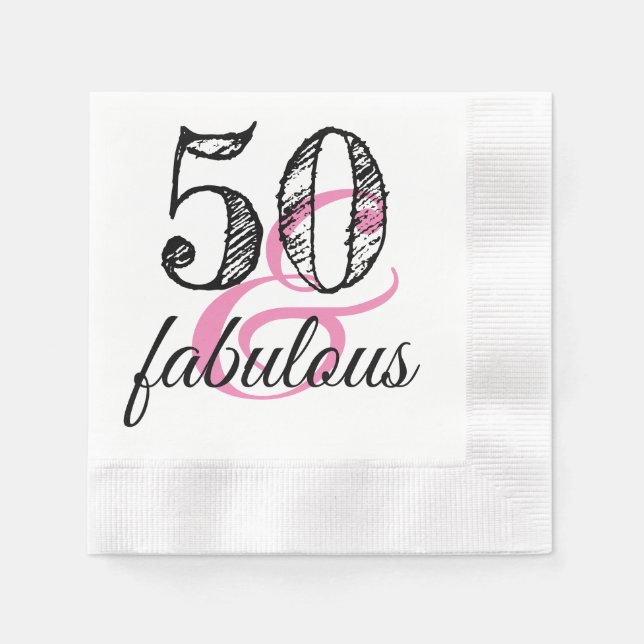 50 & Fabulous Birthday Party Paper Napkins (Front)