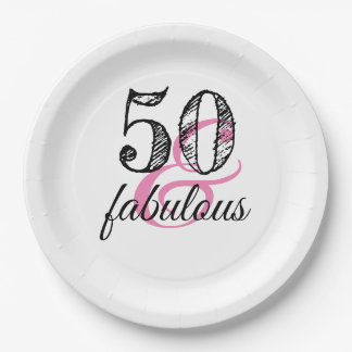 50 & Fabulous Birthday Party Paper Plates