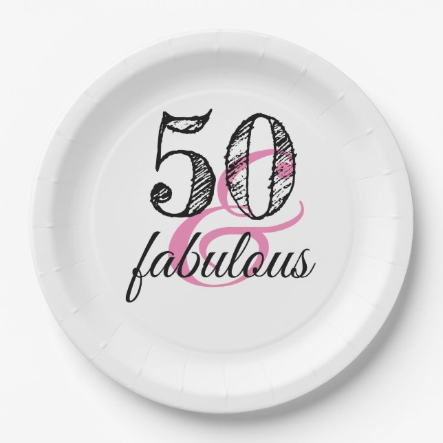 50 & Fabulous Birthday Party Paper Plates (Front)