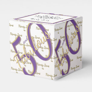 50 & Fabulous Birthday Party Purple/Gold Message Favor Boxes
