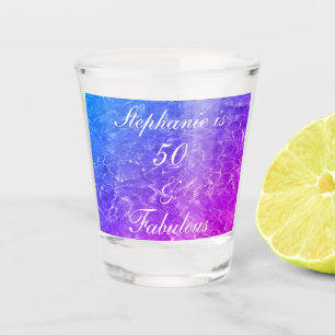 50 Fabulous Birthday Pink Purple Water Sparkle Shot Glass