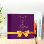 50 fabulous birthday purple gold bow 3 ring binder<br><div class="desc">A binder for a 50th birthday party. A chic, feminine purple background, decorated with a faux gold bow and ribbon. With the text: 50 and fabulous. Template for her name and a date. Golden letters. This binder is also available in our store with a black or faux gold background. Perfect...</div>