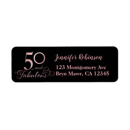 50 Fabulous Birthday Return Address Label