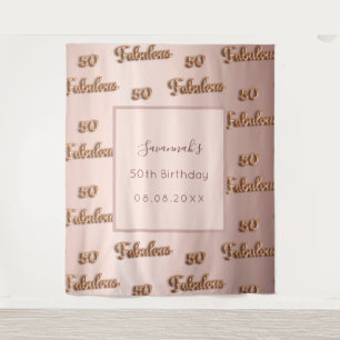 50 fabulous birthday rose gold blush name tapestry