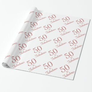 50 & Fabulous Birthday Rose Gold Glitter Wrapping Paper
