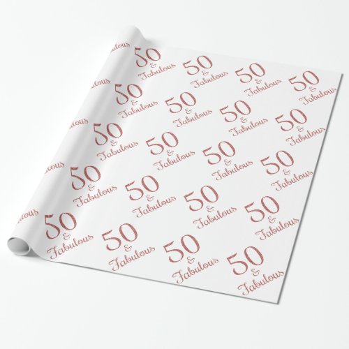 50  Fabulous Birthday Rose Gold Glitter Wrapping Paper