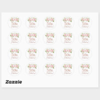 50 & Fabulous Birthday Rose Gold Confetti Classic Round Sticker, Zazzle