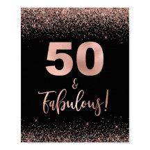 50 & Fabulous Birthday Sign Rose Gold Confetti
