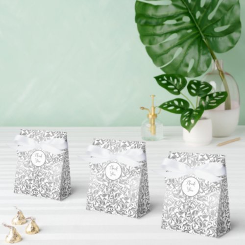 50  Fabulous Birthday Silver Floral Swirls  Favor Boxes