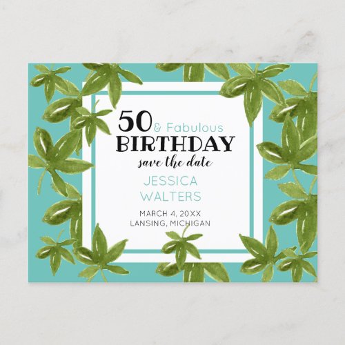 50  Fabulous Birthday Tropical Save the date Invitation Postcard