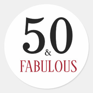 50 & Fabulous Birthday Typography 50th Birthday Classic Round Sticker
