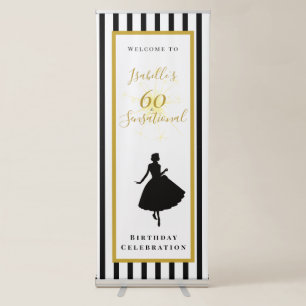 50 & Fabulous Black and Gold Birthday Retractable Banner