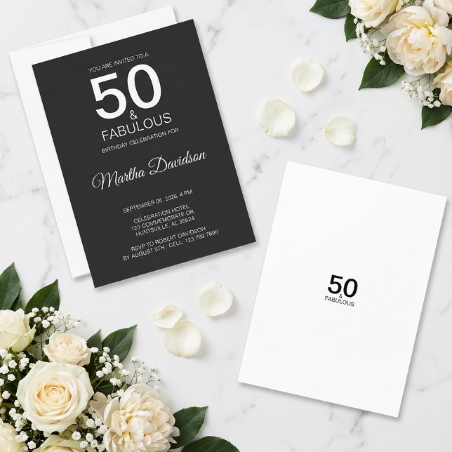 50 & Fabulous Black Elegant Invite (50 & Fabulous Black Elegant Invite)