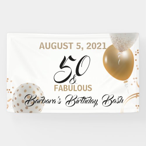50  Fabulous Black Gold Birthday Party Balloons Banner