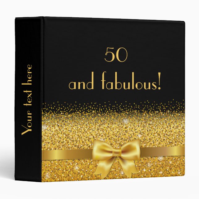 50 fabulous black gold elegant 3 ring binder (Front/Spine)