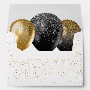 50 & Fabulous Black Gold Glam Invitation Envelope