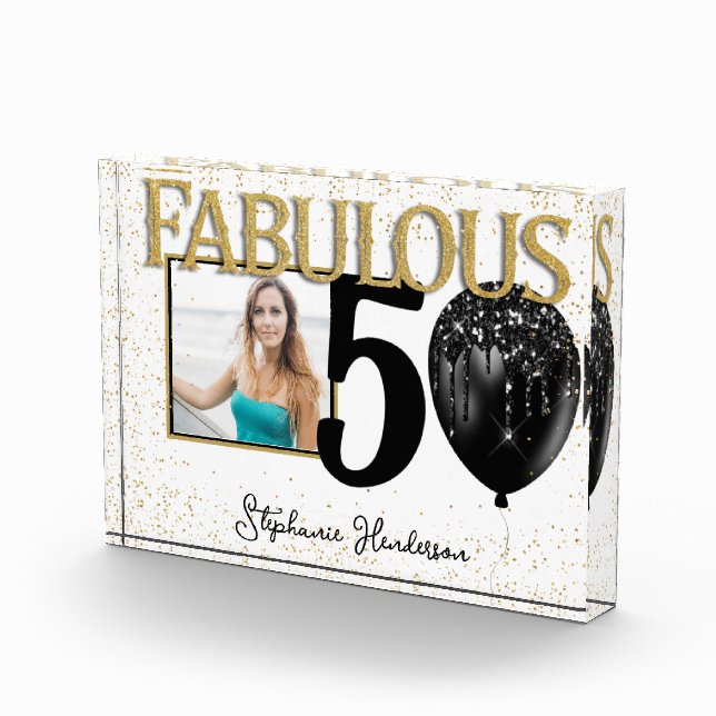 50 & Fabulous Black Gold Glam Photo Block (Right)