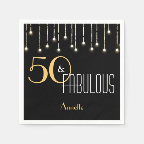 50  Fabulous Black Gold Lights Glamorous Elegant Napkins