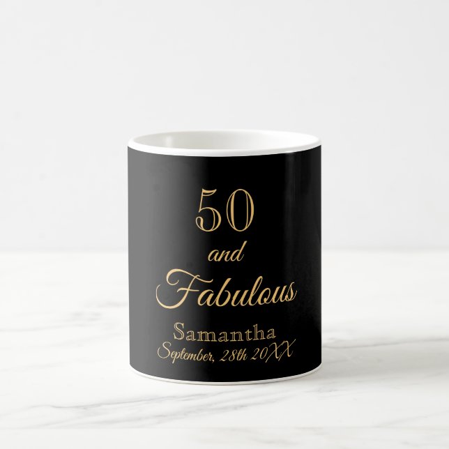 50 fabulous black gold name coffee mug (Center)