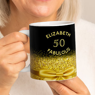 50 fabulous black gold name elegant bow coffee mug