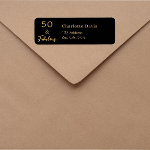 50 Fabulous black gold Return Address Label