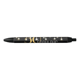 50 & Fabulous Black Gold String Lights Retro Pen