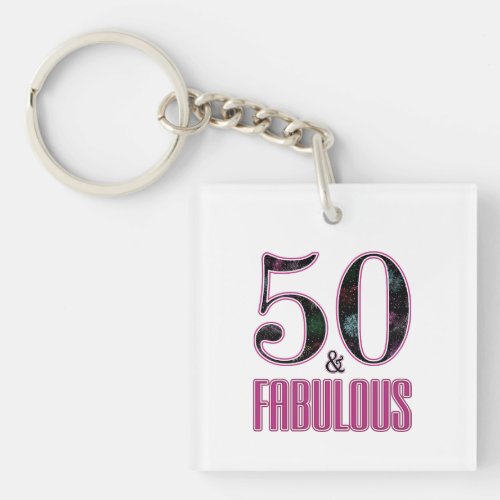 50  Fabulous Black Pink 50th Birthday Photo Keychain