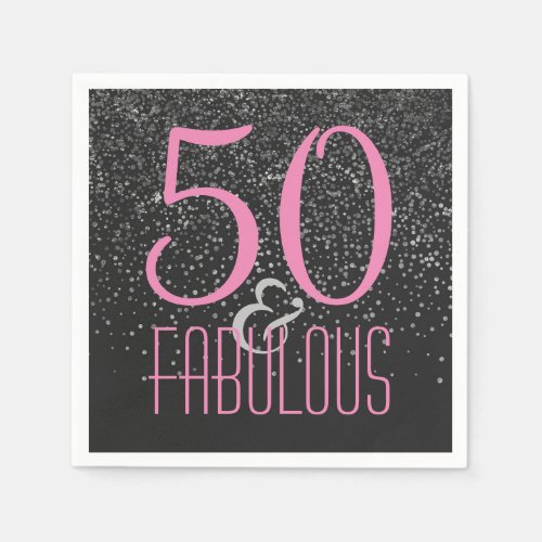 50  Fabulous Black Pink  Elegant 50th Birthday Napkins
